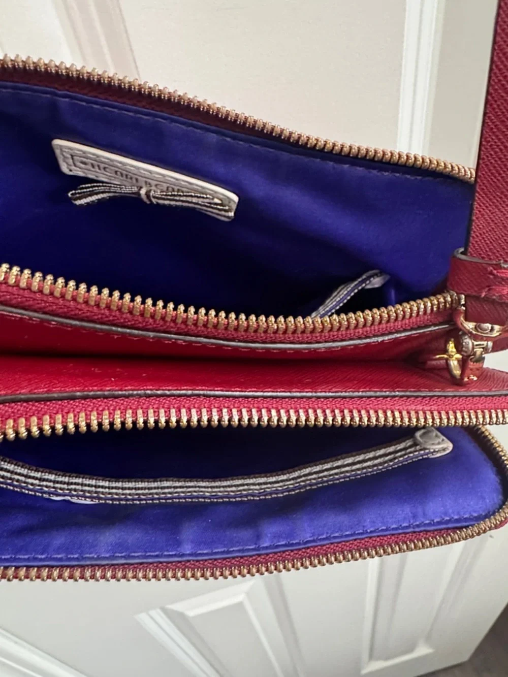 henri bendel burgundy crossbody with gold-tone accents - Picture 9 of 12